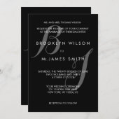 白黒のシンプル結婚式招待状 招待状 (正面/裏面)
