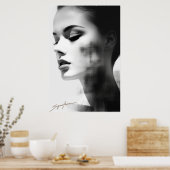 白黒のシンプル芸術 ポスター (キッチン)