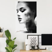 白黒のシンプル芸術 ポスター (ホームオフィス)