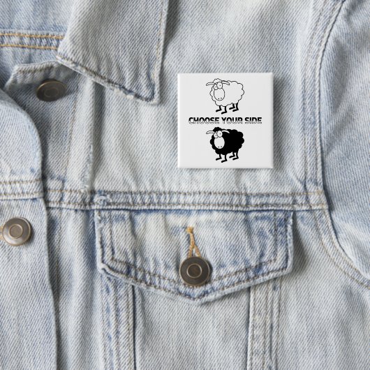 白黒のシープボタンやる気を起こさせる 缶バッジ (インサイチュ)