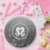 白黒のシーホース キス ペーパープレート (パーティー)