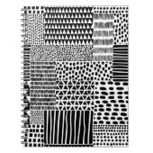 白黒のシームレスなドードルパターン。手で引く ノートブック (正面)