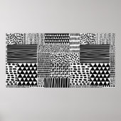 白黒のシームレスなドードルパターン。手で引く ポスター (正面)