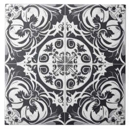 白黒のシームレスなポルトガルのセラミックタイル タイル