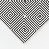 白黒のシームレスな幾何学的パターン フリースブランケット (角)