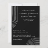 白黒のジオメトシンプルリモダンミニマルの 招待状 (正面)