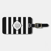 白黒のジオメトストライプリパターン2 ラゲッジタグ (正面横)