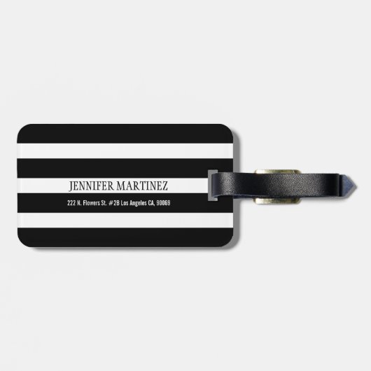 白黒のジオメトストライプリパターン2 ラゲッジタグ (裏面横)