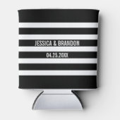 白黒のジオメトストライプリパターン2 缶クーラー (正面)