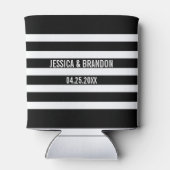 白黒のジオメトストライプリパターン2 缶クーラー (裏面)