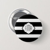 白黒のジオメトストライプリパターン2 缶バッジ (正面&裏面)