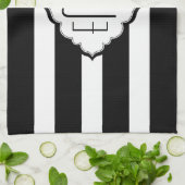 白黒のジオメトストライプリパターン キッチンタオル (折り畳み)