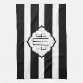 白黒のジオメトストライプリパターン キッチンタオル (縦)