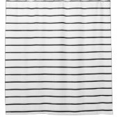 白黒のジオメトストライプリパターン シャワーカーテン (正面)