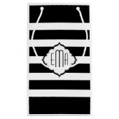 白黒のジオメトストライプリパターン スモールペーパーバッグ (裏面)