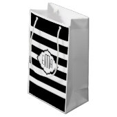 白黒のジオメトストライプリパターン スモールペーパーバッグ (裏面アングル)