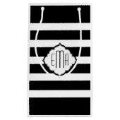 白黒のジオメトストライプリパターン スモールペーパーバッグ (正面)