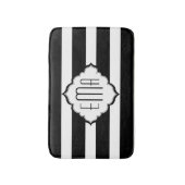 白黒のジオメトストライプリパターン バスマット (正面縦)