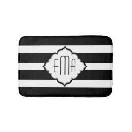 白黒のジオメトストライプリパターン バスマット