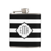 白黒のジオメトストライプリパターン フラスク (正面)