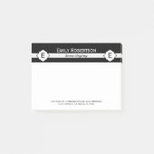 白黒のジオメトストライプリパターン ポストイット (正面)