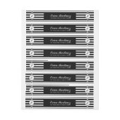 白黒のジオメトストライプリパターン ラップアラウンド宛名ラベル (シート)