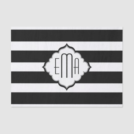 白黒のジオメトストライプリパターン 薄葉紙 (正面)