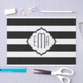 白黒のジオメトストライプリパターン 薄葉紙 (クラフト)