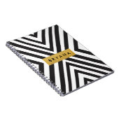 白黒のジオメトリックラインノートブモダンック ノートブック (右側)