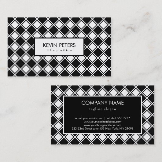 白黒のジオメトリック形状 名刺 (正面/裏面)