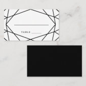 白黒のジオメトリック結婚のエスコートカード プレイスカード (正面/裏面)