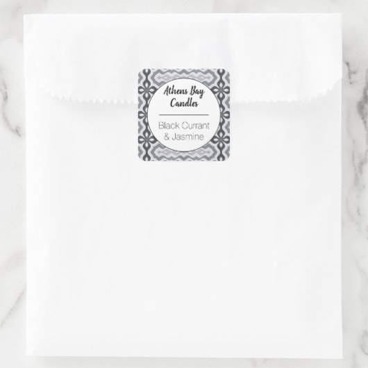 白黒のジオメトリック製品ラベル スクエアシール (バッグ)