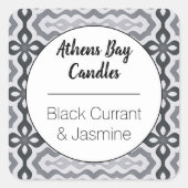 白黒のジオメトリック製品ラベル スクエアシール (正面)