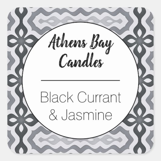 白黒のジオメトリック製品ラベル スクエアシール (正面)