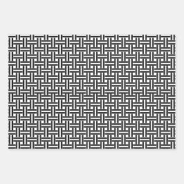 白黒のジオメトリデザイン ラッピングペーパーシート