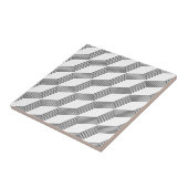 白黒のジオメトリ角度斜線 タイル (側面)