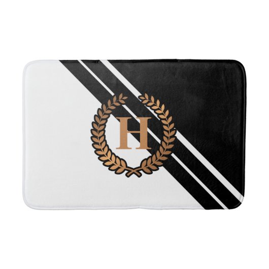 白黒のジオメトリ バスマット (正面)