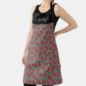 白黒のスイカ模様ストライプのすいか エプロン (インサイチュ)