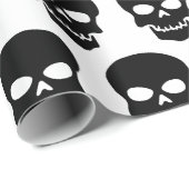 白黒のスカル ラッピングペーパー (ロールコーナー)