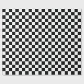 白黒のスクア市松模様にック ラッピングペーパー (フラット)