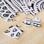 白黒のスクラッチとドットアート ジグソーパズル (側面)