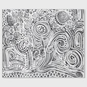 白黒のスクラッチアート ラッピングペーパー (フラット)