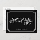 白黒のスクリプお洒落トありがとうはがき ポストカード (正面/裏面)