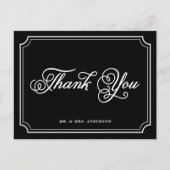 白黒のスクリプお洒落トありがとうはがき ポストカード (正面)