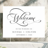 白黒のスクリプエレガントトの結婚ウェルカムサイン ポスター
