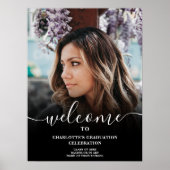 白黒のスクリプエレガントトへようこそ卒業 ポスター (正面)