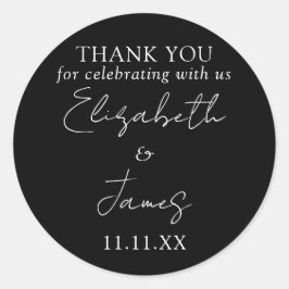 白黒のスクリプエレガントト結婚の感謝 ラウンドシール