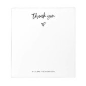 白黒のスクリプカジュアルトとハートありがとう ノートパッド (正面)