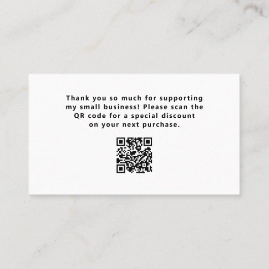 白黒のスクリプカジュアルトとハートありがとう 名刺 (裏面)