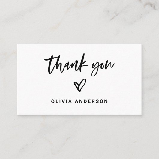 白黒のスクリプカジュアルトとハートありがとう 名刺 (正面)